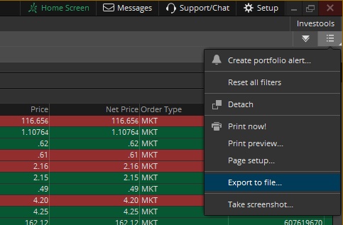 Export to excel file